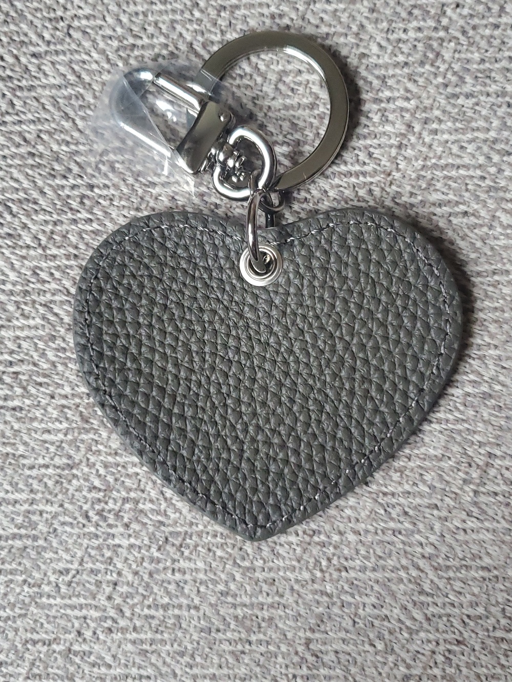 Dress Up Your Purse Grey Togo Leather Heart Bag Charm Keychain